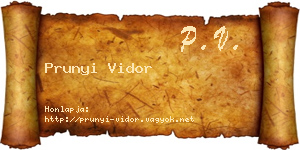 Prunyi Vidor névjegykártya